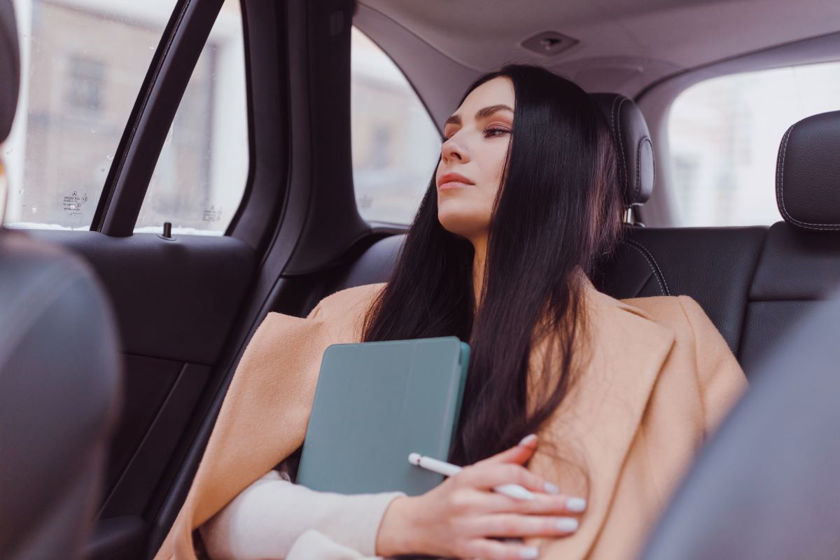 a girl in taxi