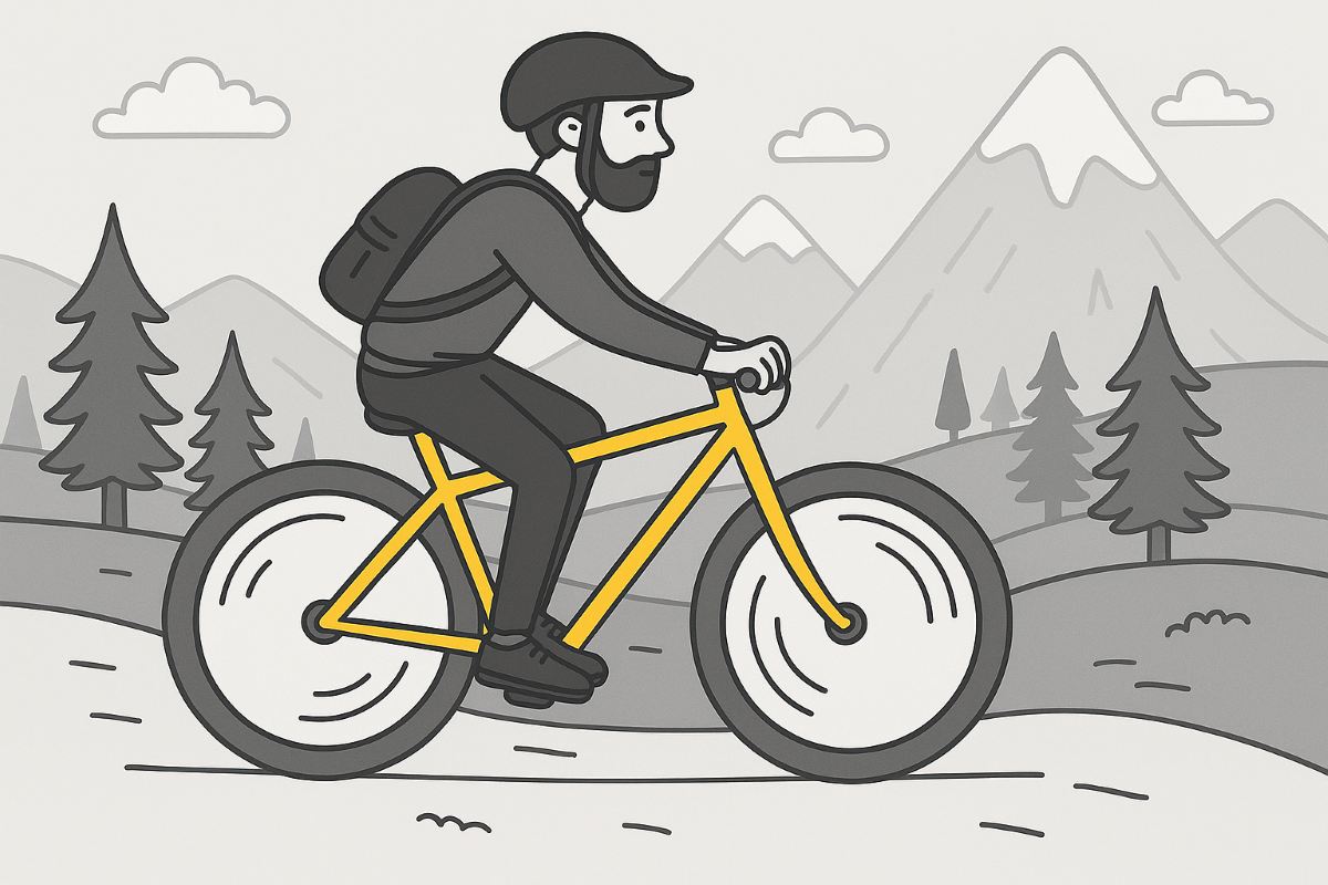 a man cycling the hills
