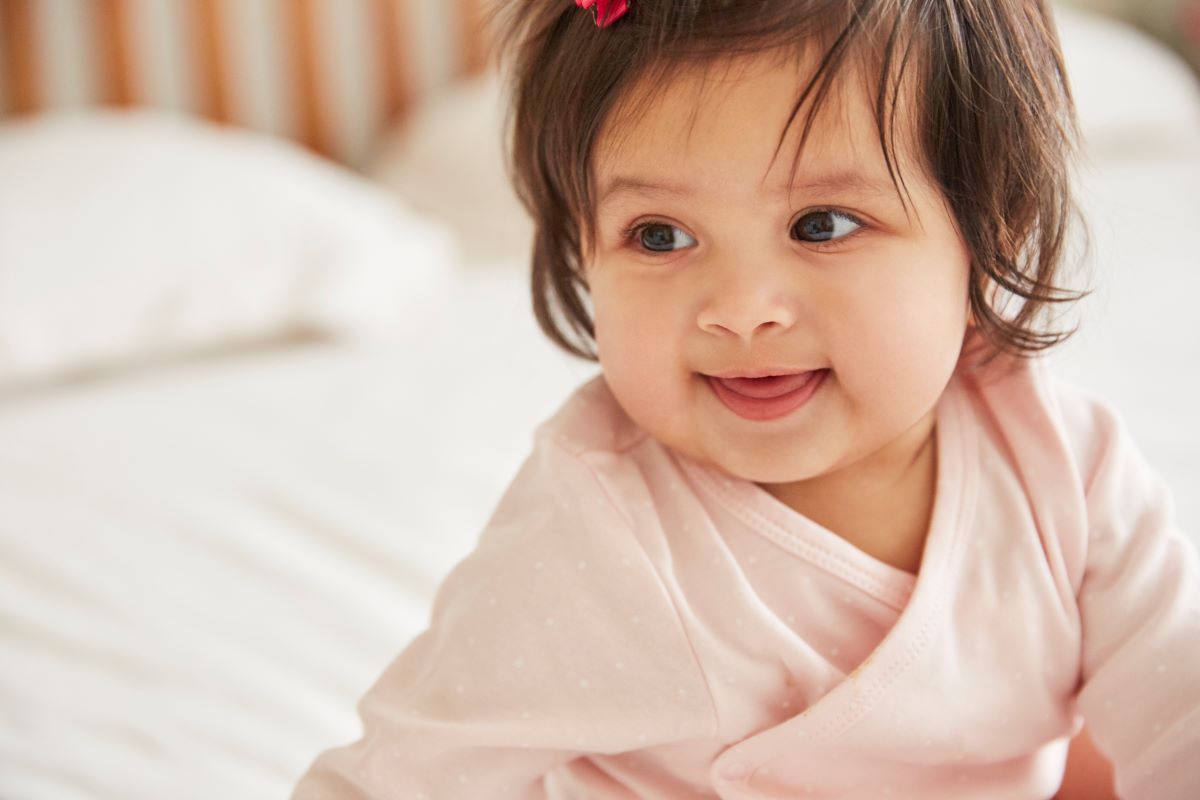 close up of a happy baby girl