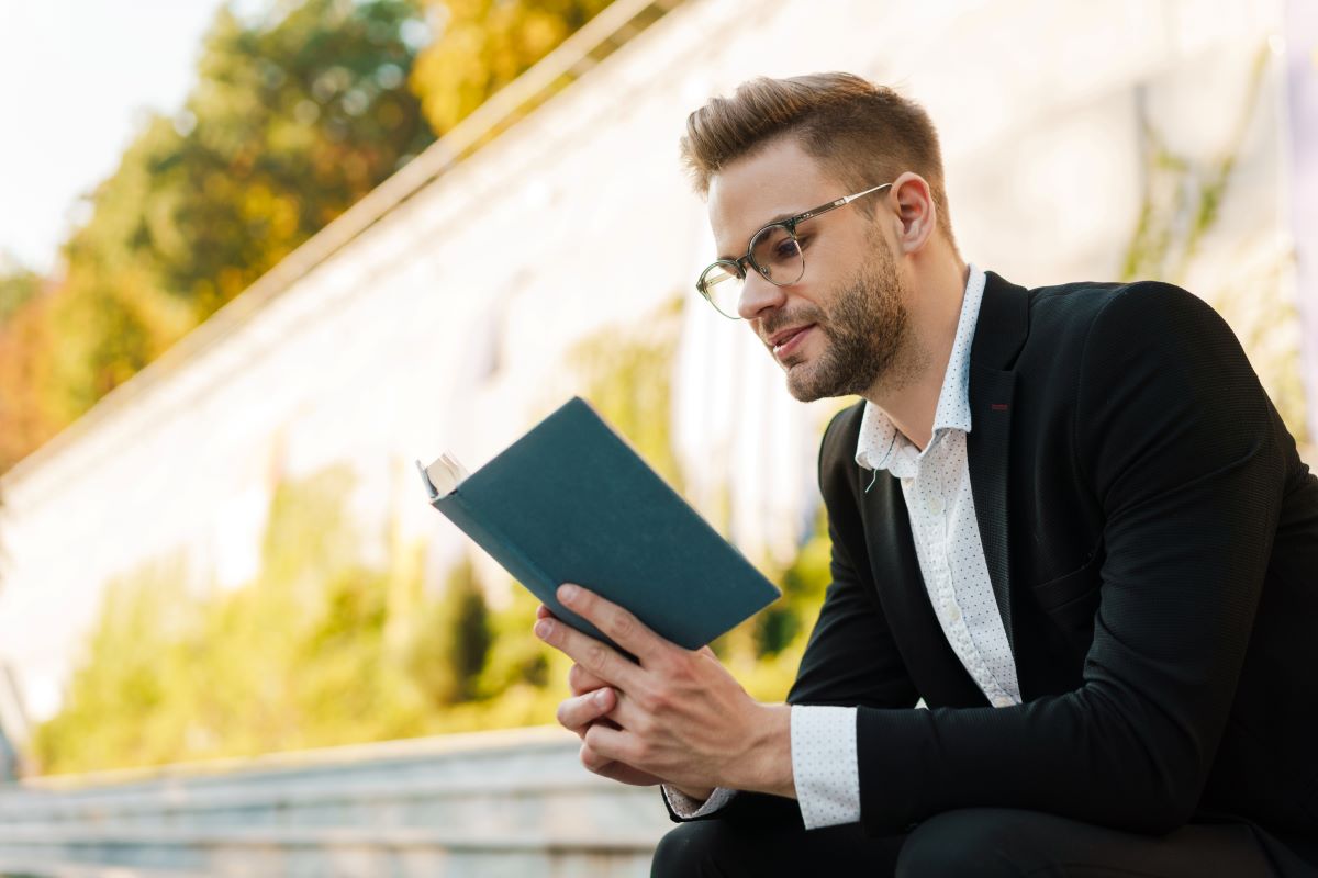 business reading a book