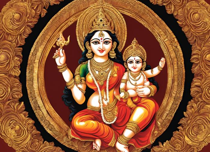 goddess durga with a baby