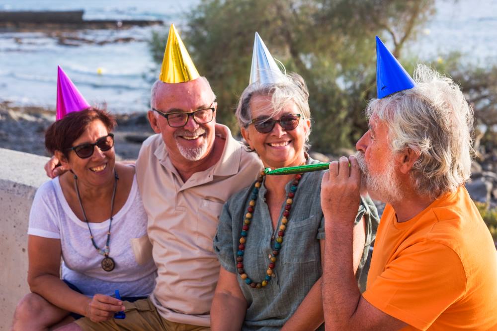 group of seniors enjoying retirement life