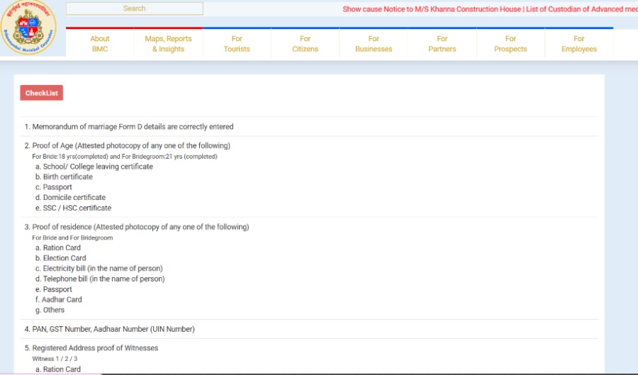 step 4 of  applying marriage certificate in mumbai