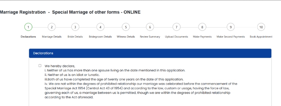 step 5 on how to apply for an intercaste marriage certificate in bangalore