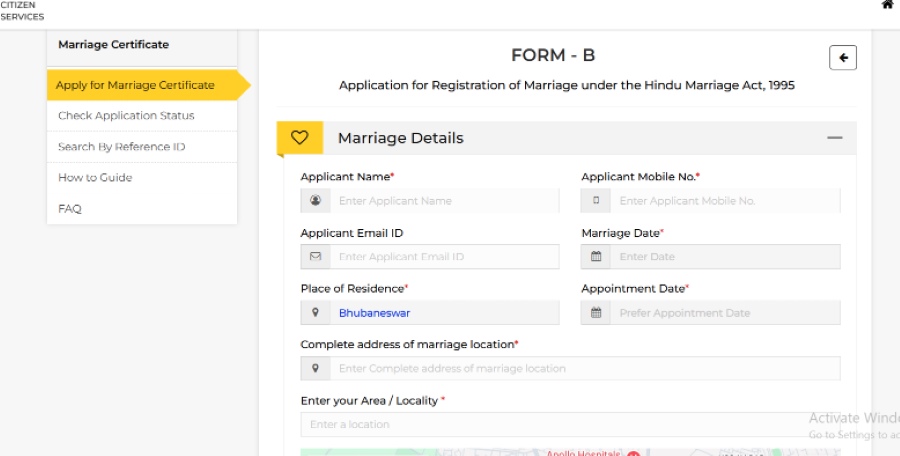 step 6 on how to apply marriage certificate in odisha