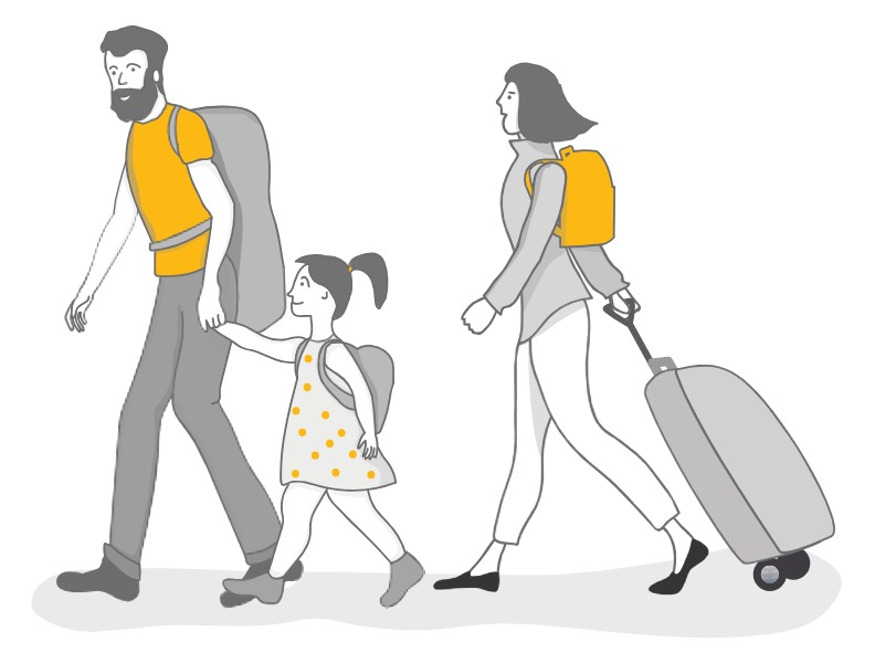 parents and kids travelling